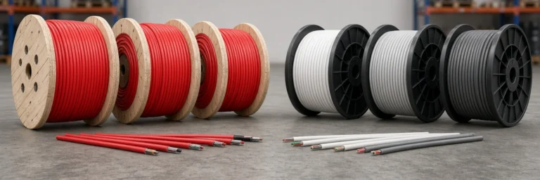 Reels of NYC-approved fire alarm cable and standard FPLP cable